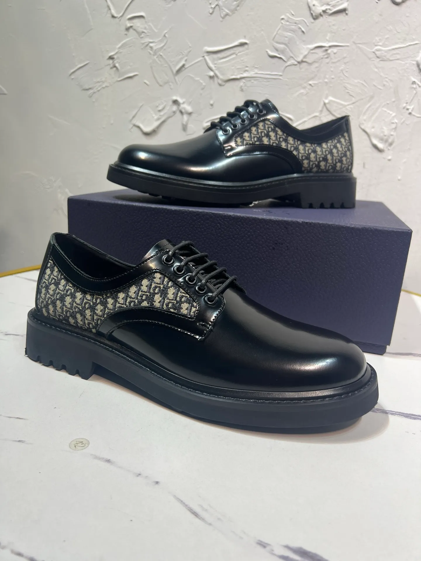 Men's shoes 💰780💰 🔥🔥🔥3990 The latest Dior/Dior men's logo leather shoes, lace-up GRANVILLE moccasin loafers, original version developed one to one, imported cowhide open edge beads on the surface, cowhide lining, complete packaging code number 39-46